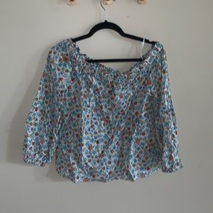 Off the shoulder floral j crew blouse